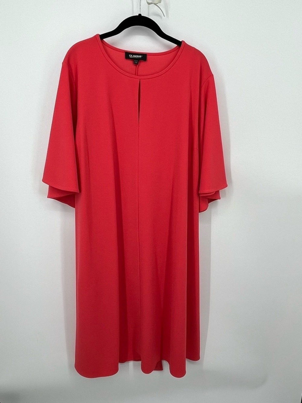 Glamour Coral Shift Dress Tie Back Flutter Sleeve Knee Length NWT sz 20W